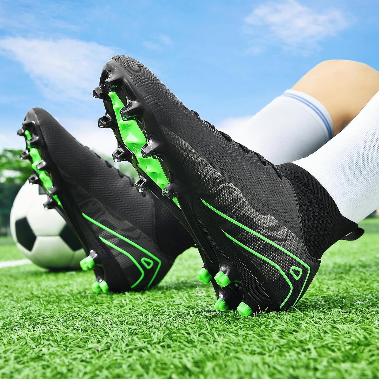 Indoor Soccer Cleats Mens Womens Turf Soccer Cleats Wide Socer Shoes FG AG TF High Ankle Football Boots