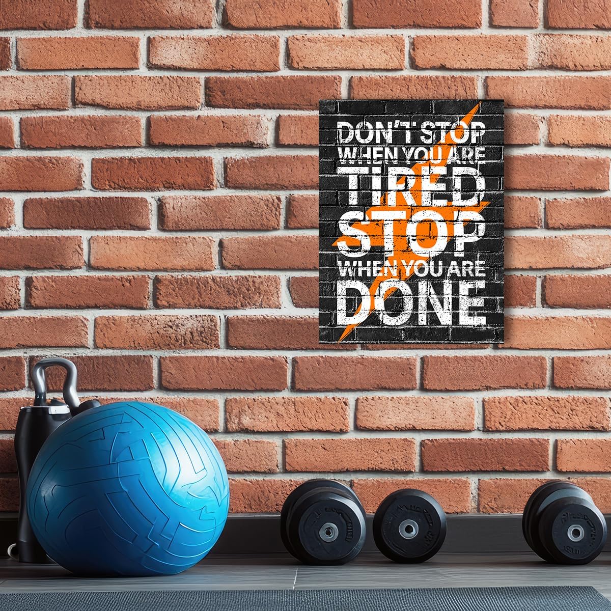 Gym Quotes Wall Art,Inspirational Workout Wall Decor,Don't Stop When You're Tired Stop When You're Done Canvas Wall Art for Home Gym Exercise Fitness Room