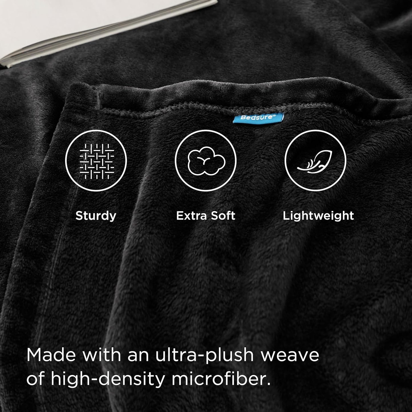 Bedsure Fleece Blankets Queen Size Black - Bed Blanket Soft Lightweight Plush Fuzzy Cozy Luxury Microfiber, 90x90 inches