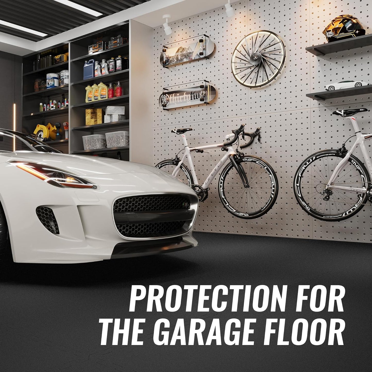 SUPERJARE 0.79'' Extra-Thick Exercise Equipment Mats, 12 Pcs 48 Sq Ft Rubber Top Floor Tiles with High Density EVA Foam, Interlocking Gym Flooring for Home Gym, Workout Mat, Black