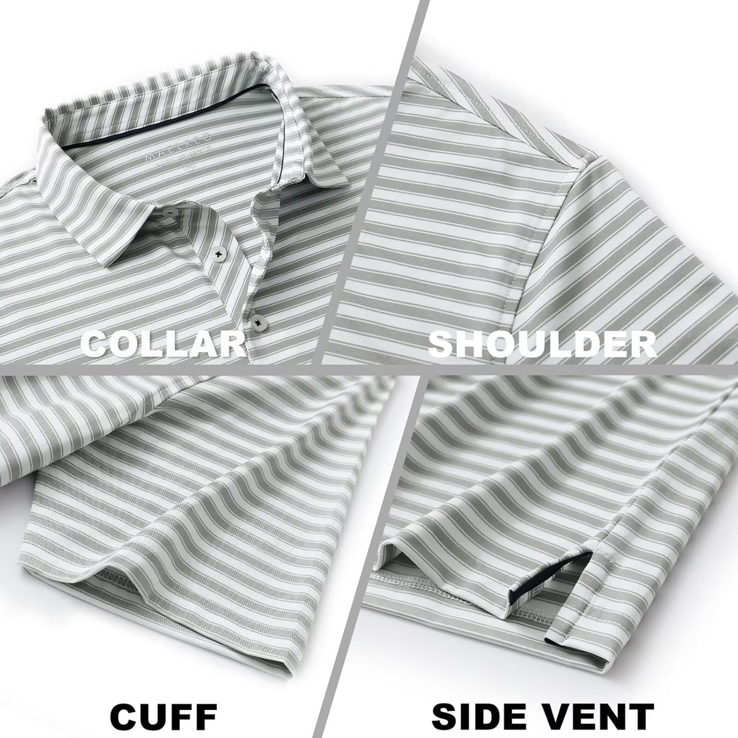 M MAELREG Golf Shirts for Men Short Sleeve Dry Fit Casual Striped Performance Moisture Wicking Collared Mens Polo Shirts