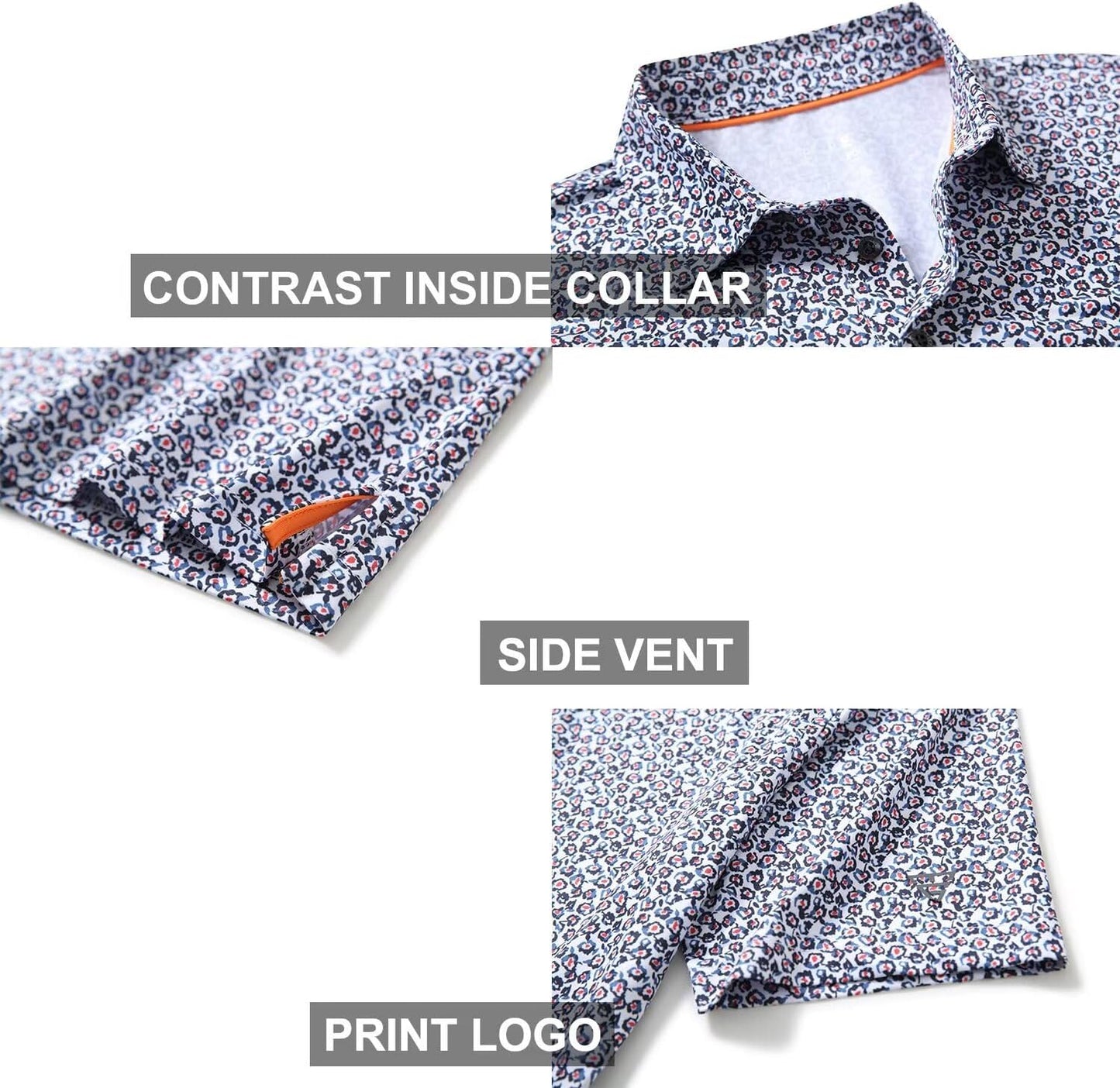 Men's Golf Polo Shirts Short Sleeve Striped Performance Moisture Wicking Dry Fit Golf Shirts for Men