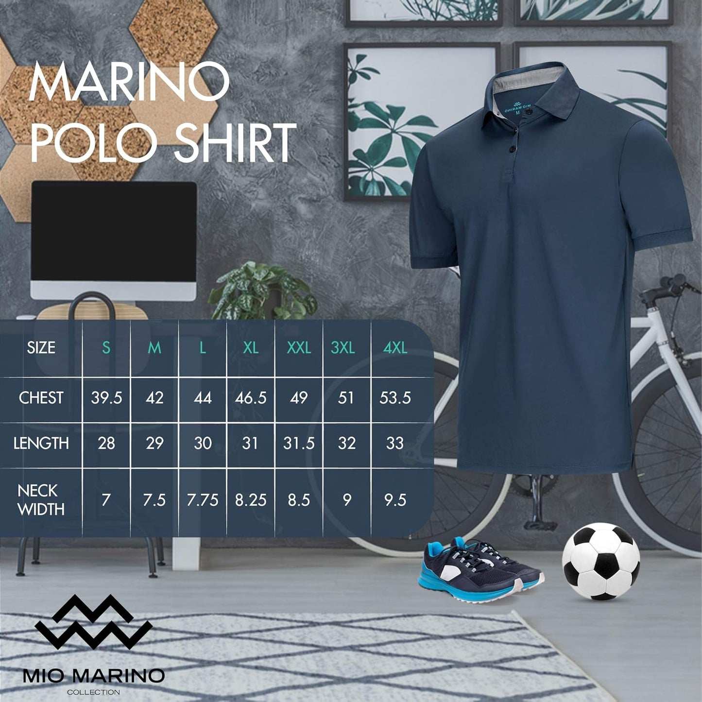 Mio Marino Golf Polo Shirts for Men - Dry Fit - Ultra-Thin Breathable Fabric