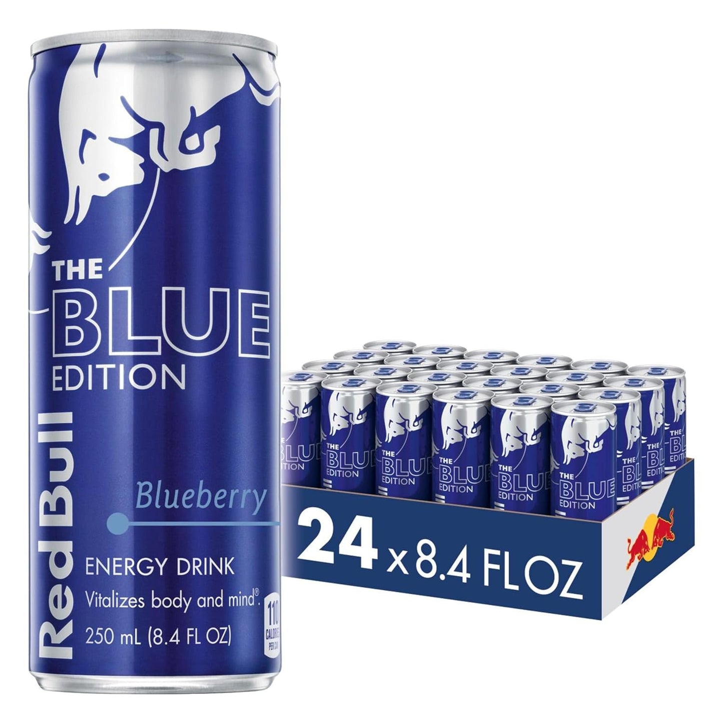 Red Bull Blue Edition Energy Drink, Blueberry, with 80mg Caffeine plus Taurine & B Vitamins, 8.4 Fl Oz, Pack of 24 Cans