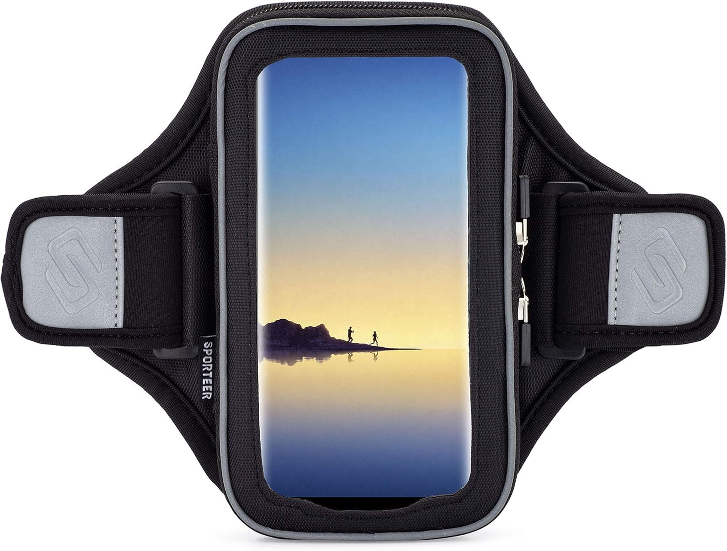 Sporteer Velocity V8 Running Armband - Compatible with iPhone 16 Pro Max, 16 Plus, 15/14 Pro Max, 16/15/14 Pro, iPhone 16/15/14, Galaxy S24+, S23 Plus, Pixel, & Many More Cell Phones - FITS Cases