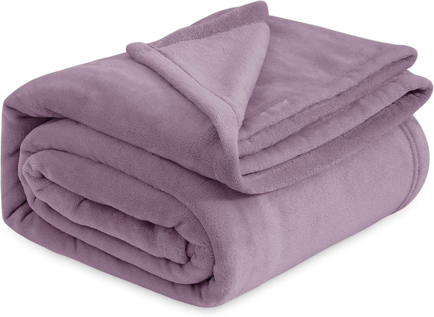 Bedsure Fleece Bed Blankets Queen Size Fog Purple - Soft Lightweight Plush Fuzzy Cozy Luxury Blanket Microfiber, 90x90 inches