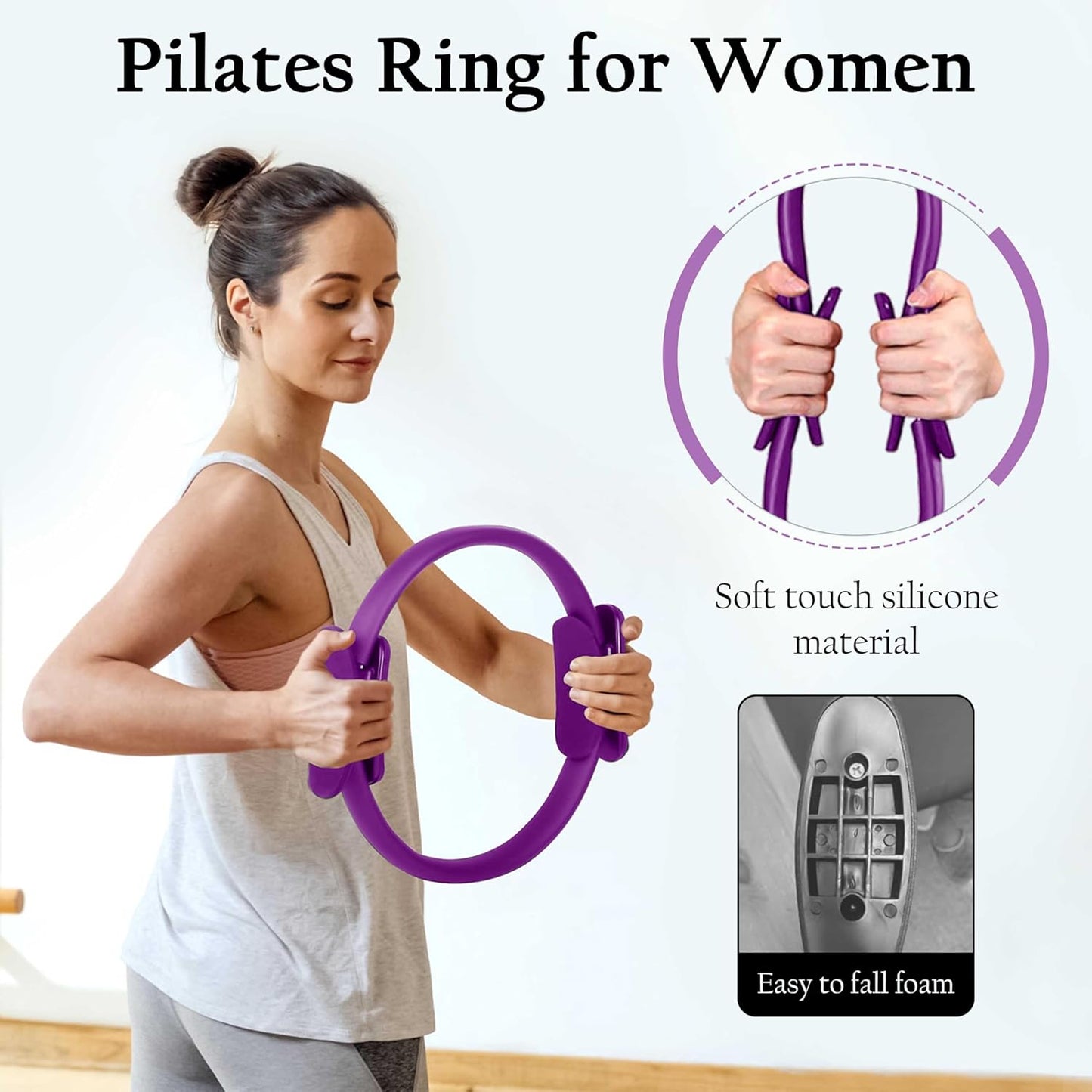 Pilates Ring Set – Magic Circle with Dual Padded Handles, Mini Exercise Ball & 5 Resistance Bands | Pilates Kit for Women | Home Workout Equipment for Full-Body Training & Fitness Set