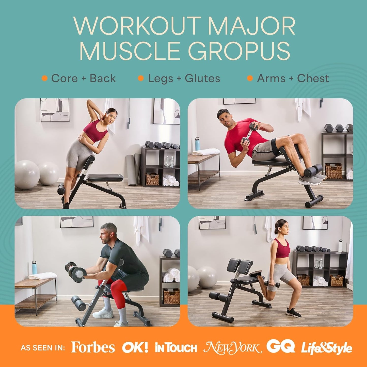 Lifepro SculptTrainer Roman Chair – Hyperextension Bench for Strength Training – Adjustable Back Extension Machine, Ab Bench & Foldable Sit-Up Bench for Athletes, Core Work & Home Gym Workouts