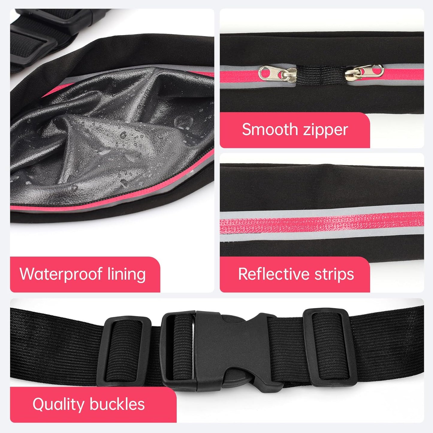 Slim Running Belts for Women Men - Running Phone Holder Fanny Pack for Key, Accessories Fits ALL Cell Phones, Pink
