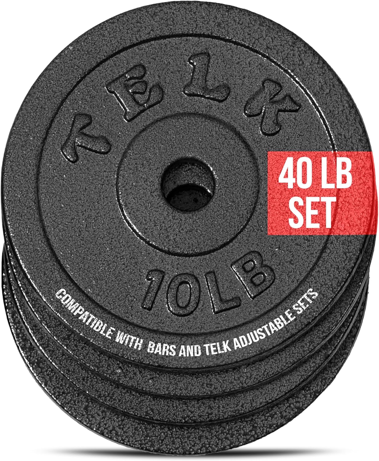 TELK – Adjustable Dumbbell Set – Home Gym Weight Set with Baked Enamel Cast Iron Plates – Space-Saving Free Weights for Strength Training