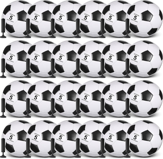 Sotiff 24 Pcs Size 5/4 Soccer Ball Bulk with 24 Pump Deflated Soccer Balls for Kids Teen Football Bulk for Game Training School Team Sports Adults Player Practice Outdoor