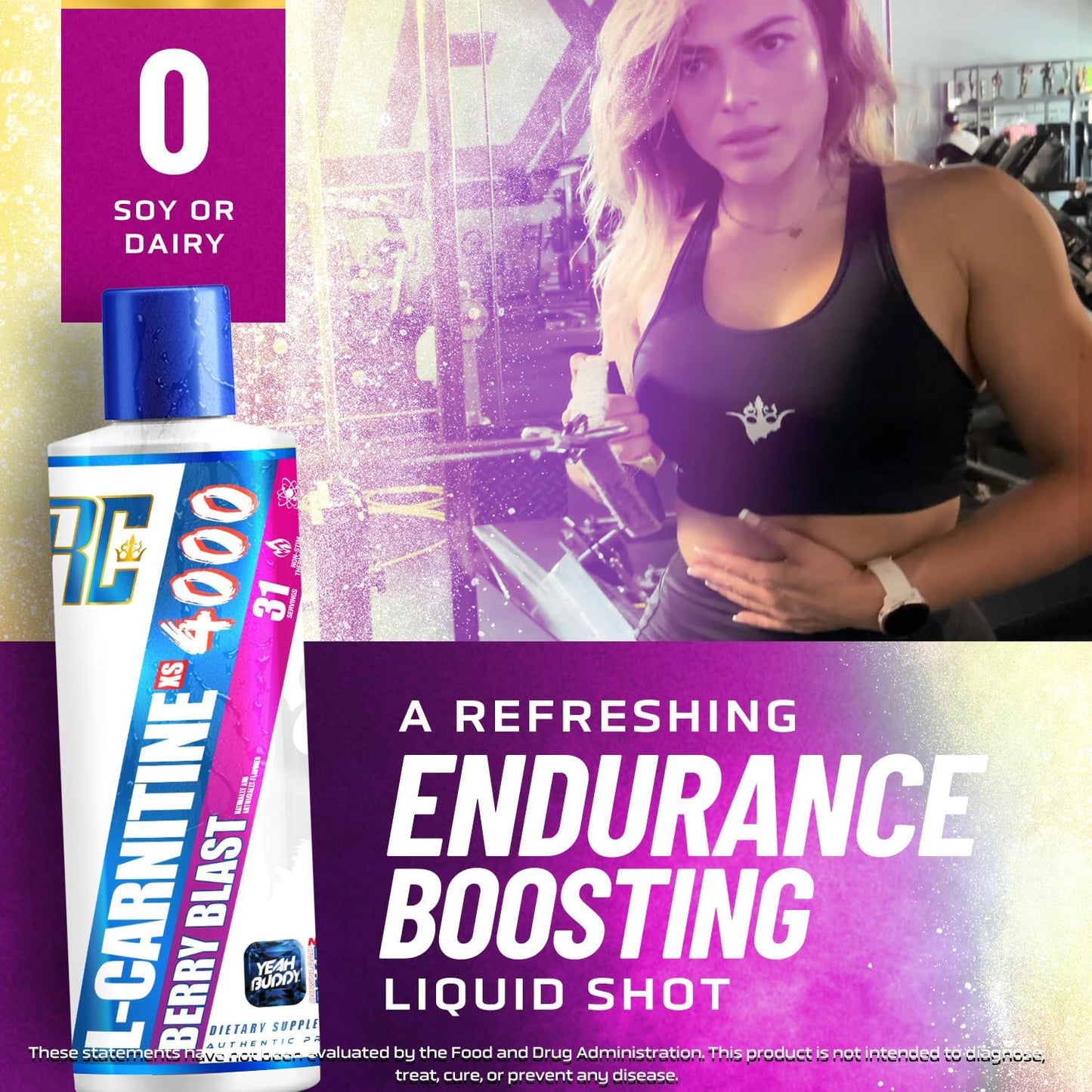 Ronnie Coleman Signature Series L Carnitine XS 4000 Liquid, Stimulant Free, Sugar Free, Zero Carbs, Lean Muscle Strength Support for Men & Women, Amino Acid Supplement, Berry Blast Flavor, 16 Oz