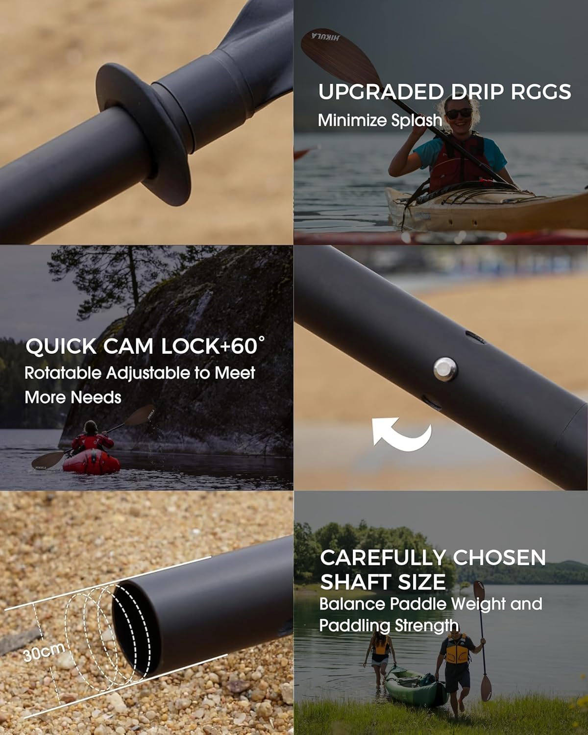 Kayak Paddle Aluminum Shaft Paddle with Nylon Blades, Floating Adjustable Kayaking Oars, 3 Piece, 220-240cm/86-94 Inches,Black/Rose/Teal/Black/Orange/Grey