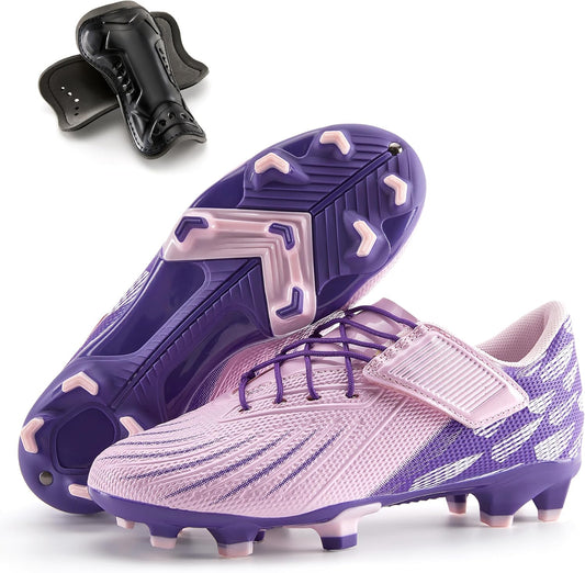 PATPAT Kids Soccer Cleats – Outdoor Firm Ground and Turf Football Training Shoes for Little Big Boys and Girls, Sizes 10-6