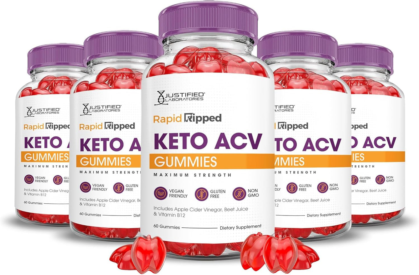 Justified Laboratories Rapid Ripped Keto ACV Gummies Advanced Formula 1000MG Rapidripped Keto Gummies Apple Cider Vinegar Formulated with Pomegranate Beet Juice Powder B12 Vegan Non GMO 300 Gummys