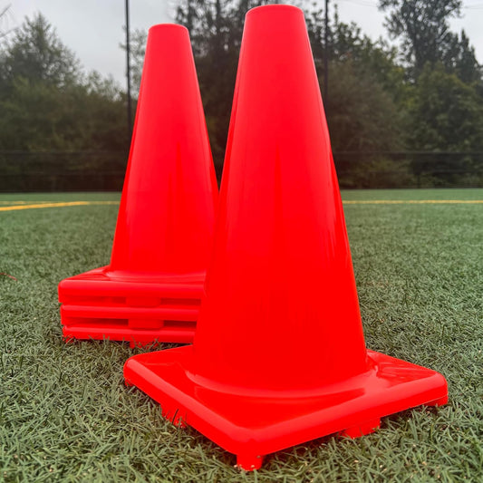 LVL10 Pro Training Cones - 12" Large Soccer Cones for Sports Training - for Basketball, Football, Basketball and Agility Drills - Soccer Field Markers That Won't Crack, Slide or Fly