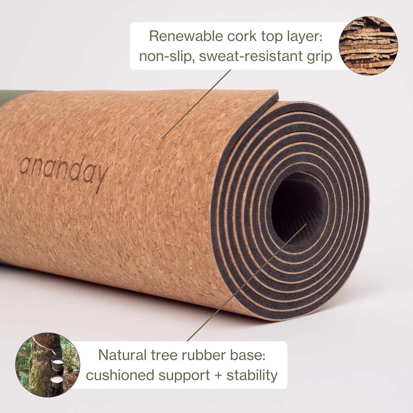 Premium Cork Yoga Mat - Sustainable, Non-Toxic & PVC-Free, Non-Slip, Perfect for Hot Yoga, Pilates & Exercise - Cushioned for Superior Comfort & Support