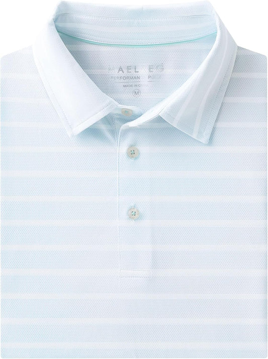M MAELREG Golf Shirts for Men Short Sleeve Dry Fit Casual Striped Performance Moisture Wicking Collared Mens Polo Shirts