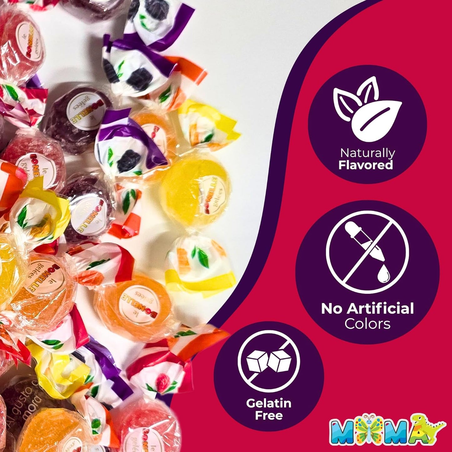 B0nelle Italian Rotonda Fruit Jelly Candy - 1 lb Assorted Individually Wrapped Jelly Fruit Candy - Delicious Mima's Memorial Day Mega Sale Treats for Gifting & Sharing