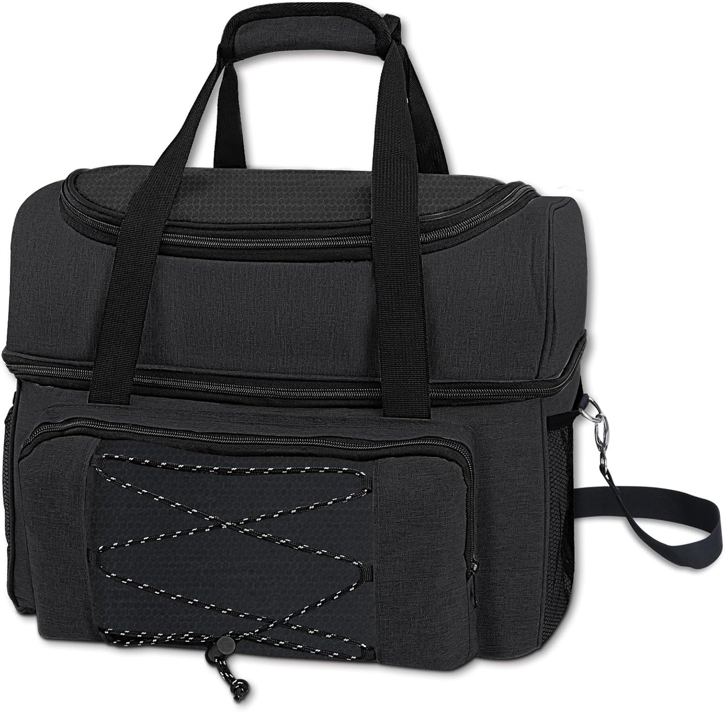 Bowling Ball Bag 2 Ball with Padded Holder Portable Double Bowling Totes with Adjustable Shoulder Strap Large Capacity Bowling Gear Organizer