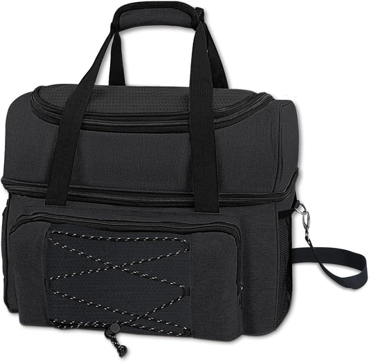 Bowling Ball Bag 2 Ball with Padded Holder Portable Double Bowling Totes with Adjustable Shoulder Strap Large Capacity Bowling Gear Organizer