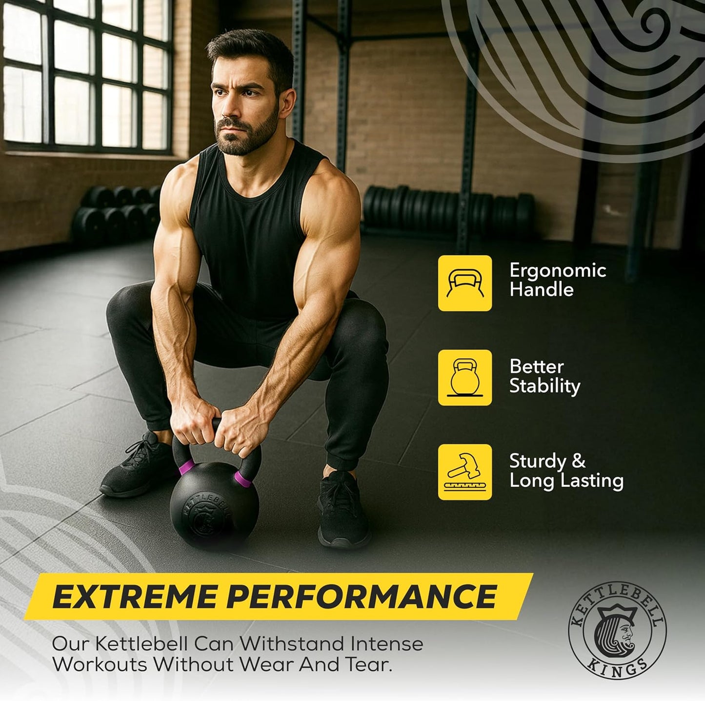 Kettlebell Kings Powder Coated Kettlebell Weights - 9-97 lb Strength Training Kettlebells for Men and Women - Hand Weights Workout Gym Equipment - Weights Set for Home Gym- New