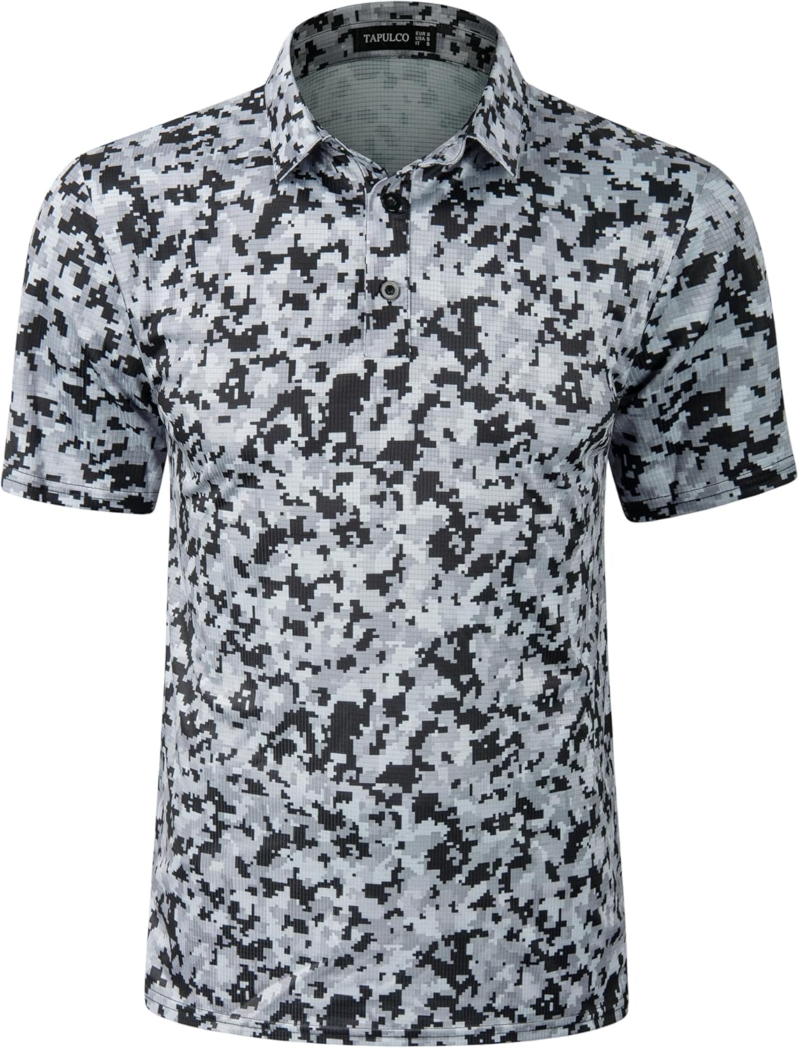 TAPULCO Mens Quick Dry Polo Shirts Camouflage Pattern Performance Athletic Lightweight Breathable Casual Golf Tshirts