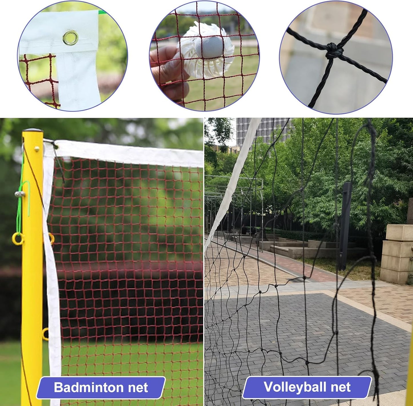 Volleyball Poles, Outdoor Volleyball and Badminton Net Set, with Height Adjustable Poles, Portable Heavy Duty Volleyballs Badminton Net for Backyard Suitable Men, Women