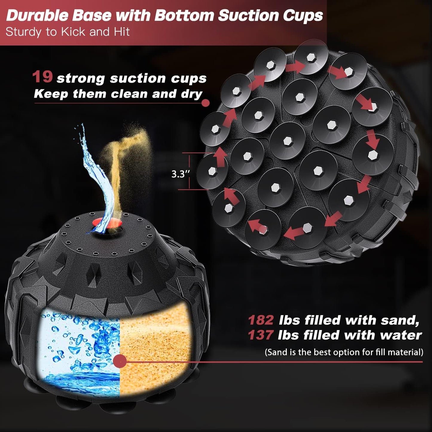 Dripex Freestanding Punching Bag, Heavy Boxing Bag with Stand for Adult Youth - Men Standing Boxing Punch Bag for Home Gym Workout