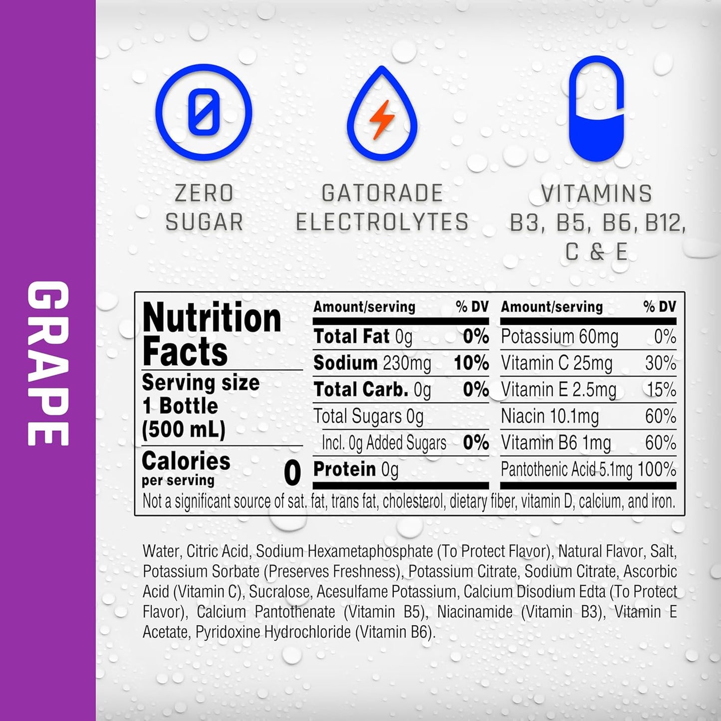 Propel Electrolyte Enhanced Water Sports Drink, Grape Flavored Water, Zero Calorie & Zero Sugar Hydration with Electrolytes and Vitamins C & E, 16.9 fl oz Water Bottles (12 Pack)