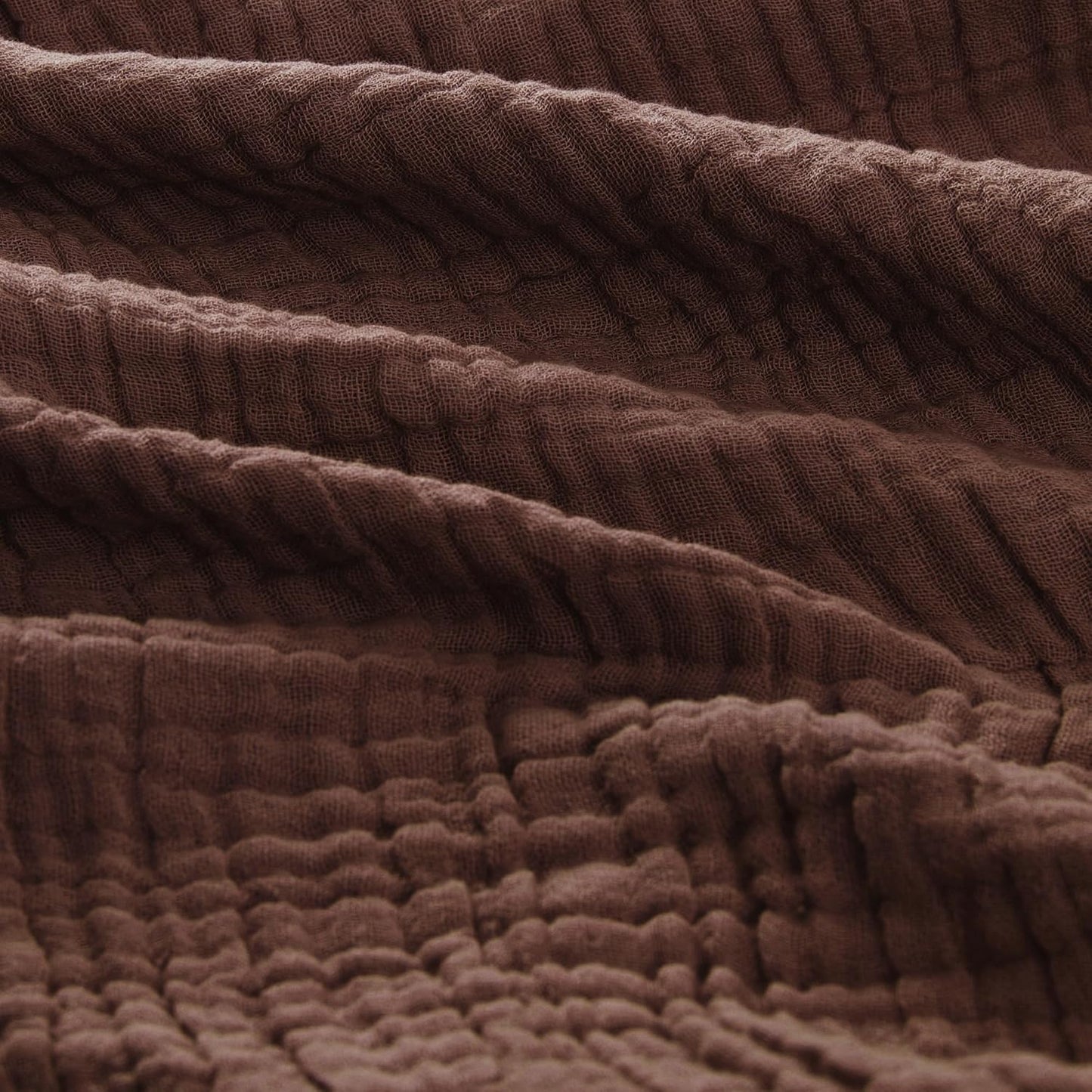 Carriediosa 100% Cotton Muslin Throw Blanket 70" X 80" Twin Size，4-Layers Summer Gauze Throws for Bed Couch，Soft Lightweight Breathable Linen Blankets Bedspread for Adults All Season，Dark Brown