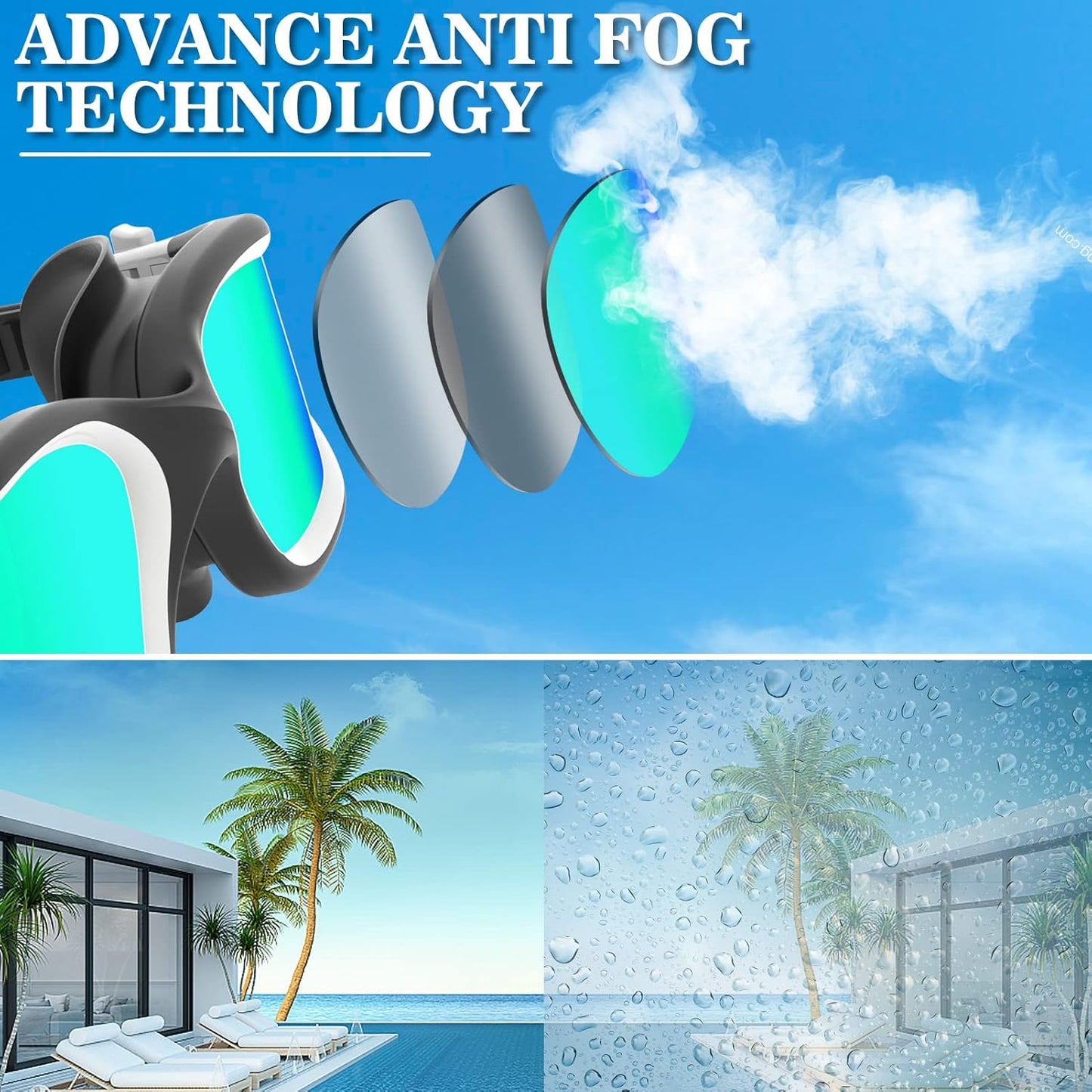 WIN.MAX Polarized Swimming Goggles Swim Pool Goggles Anti Fog Anti UV No Leakage Clear Vision for Men Women Adults Teenagers