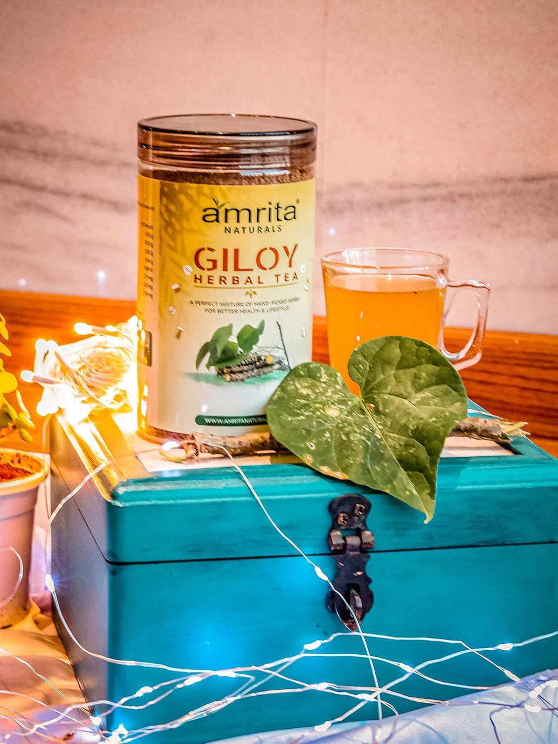 Amrita Naturals Giloy Guduchi Instant Herbal Tea – 1.10 lb (500g) | Natural Tinospora Cordifolia Blend | Caffeine-Free & Vegan | Refreshing Daily Drink | No Artificial Colors or Flavors