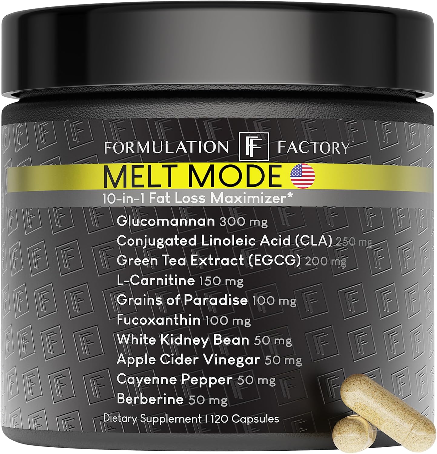 Melt Mode 10-in-1 Wellness Supplement with Green Tea Extract, L-Carnitine, CLA, Glucomannan, Apple Cider Vinegar & More, Supports Metabolism & Energy (2 Month Supply, 120 Capsules)