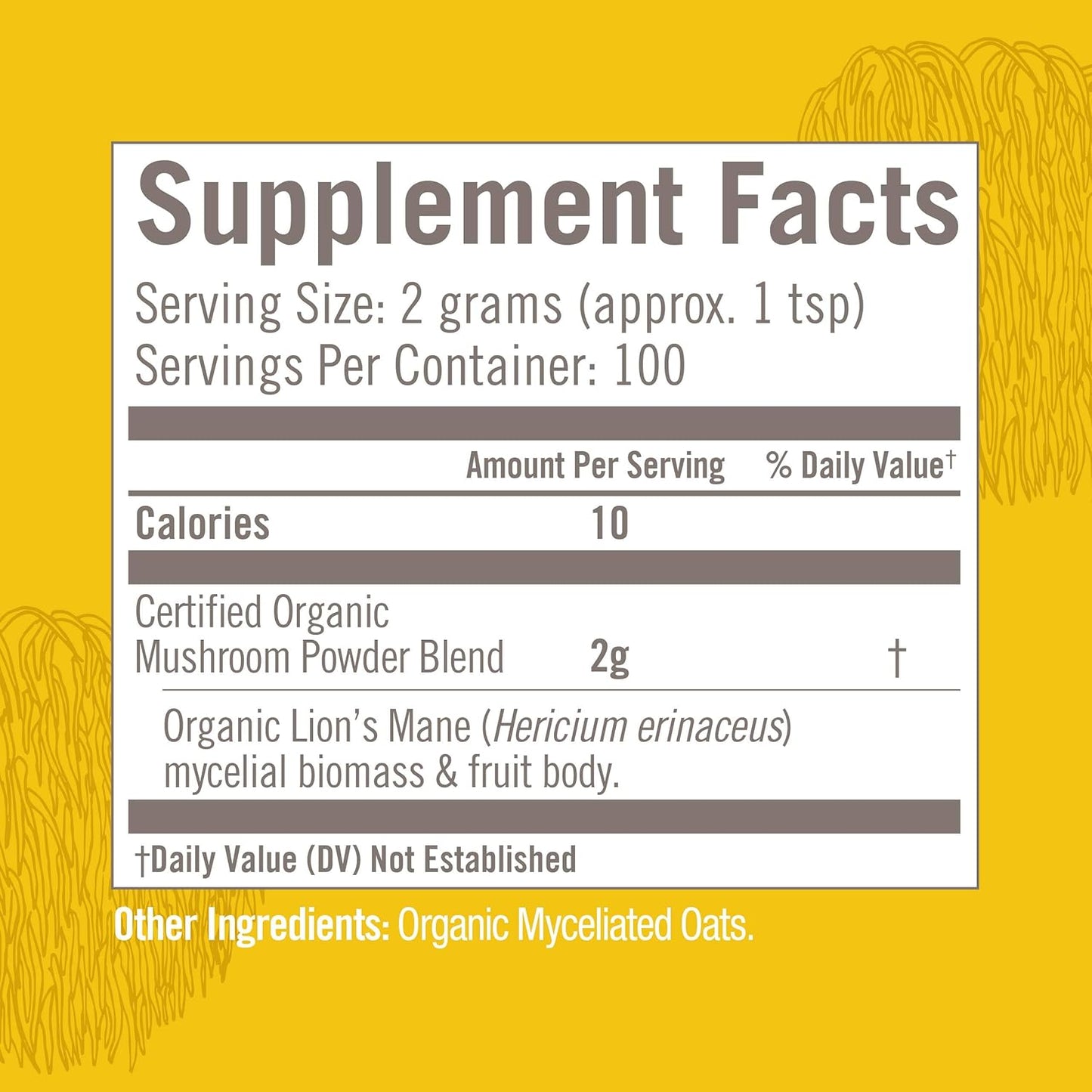 OM MUSHROOM SUPERFOOD Lion's Mane Organic Mushroom Powder, Improves Memory, Focus, Clarity, Nerve Health, and Mood Support, 7.05 oz, 100 Servings