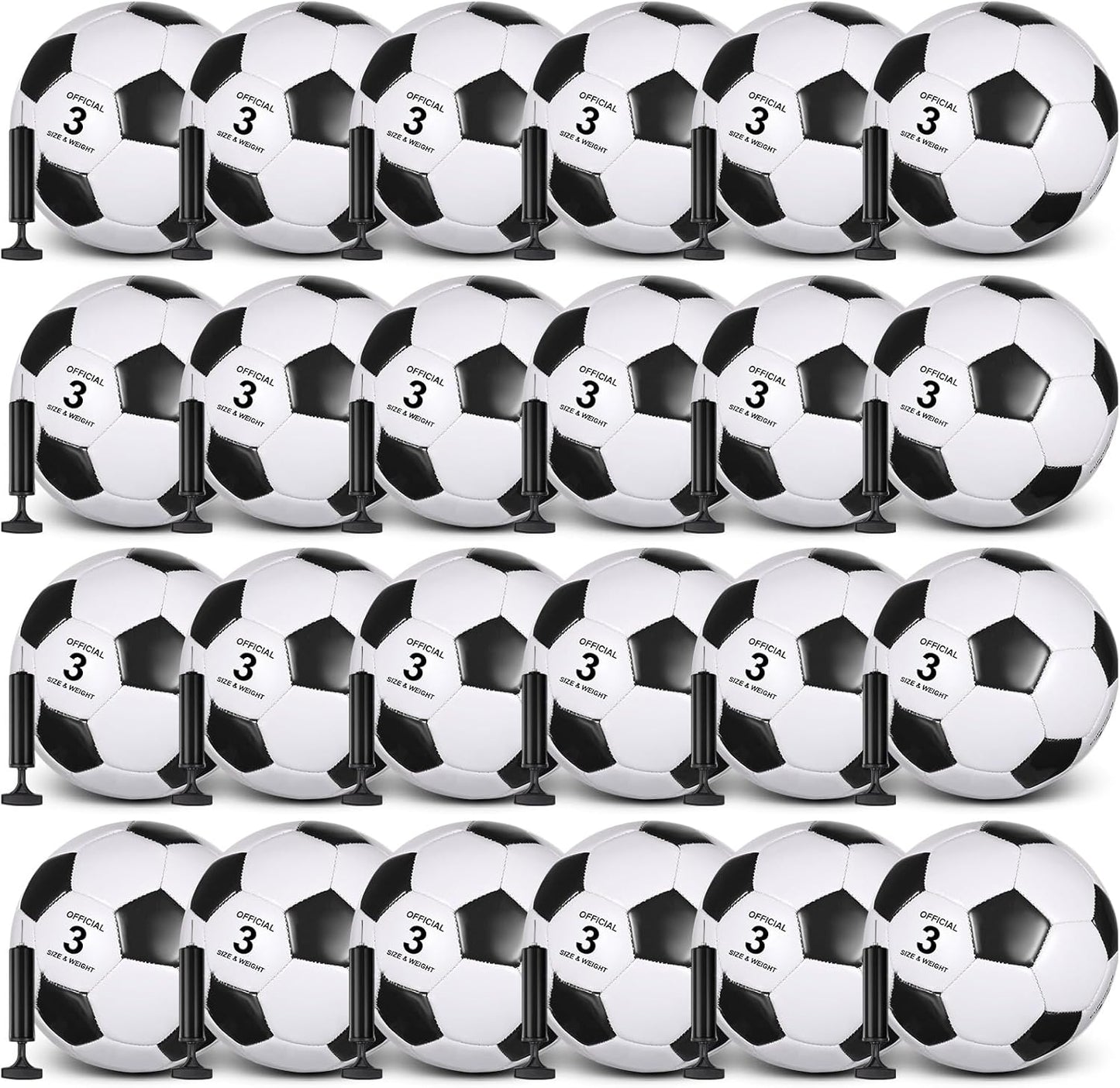 Sotiff 24 Pcs Size 5/4 Soccer Ball Bulk with 24 Pump Deflated Soccer Balls for Kids Teen Football Bulk for Game Training School Team Sports Adults Player Practice Outdoor