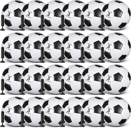 Sotiff 24 Pcs Size 5/4 Soccer Ball Bulk with 24 Pump Deflated Soccer Balls for Kids Teen Football Bulk for Game Training School Team Sports Adults Player Practice Outdoor
