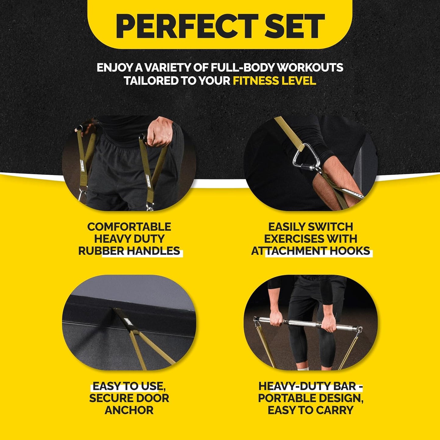 Long Resistance Bands for Working Out Men and Women - Set of 5 Pull-Up Bands, Rubber Handles and Door Anchor - Workout Bands Resistance for Men - Exercise Bands Resistance Bands Set