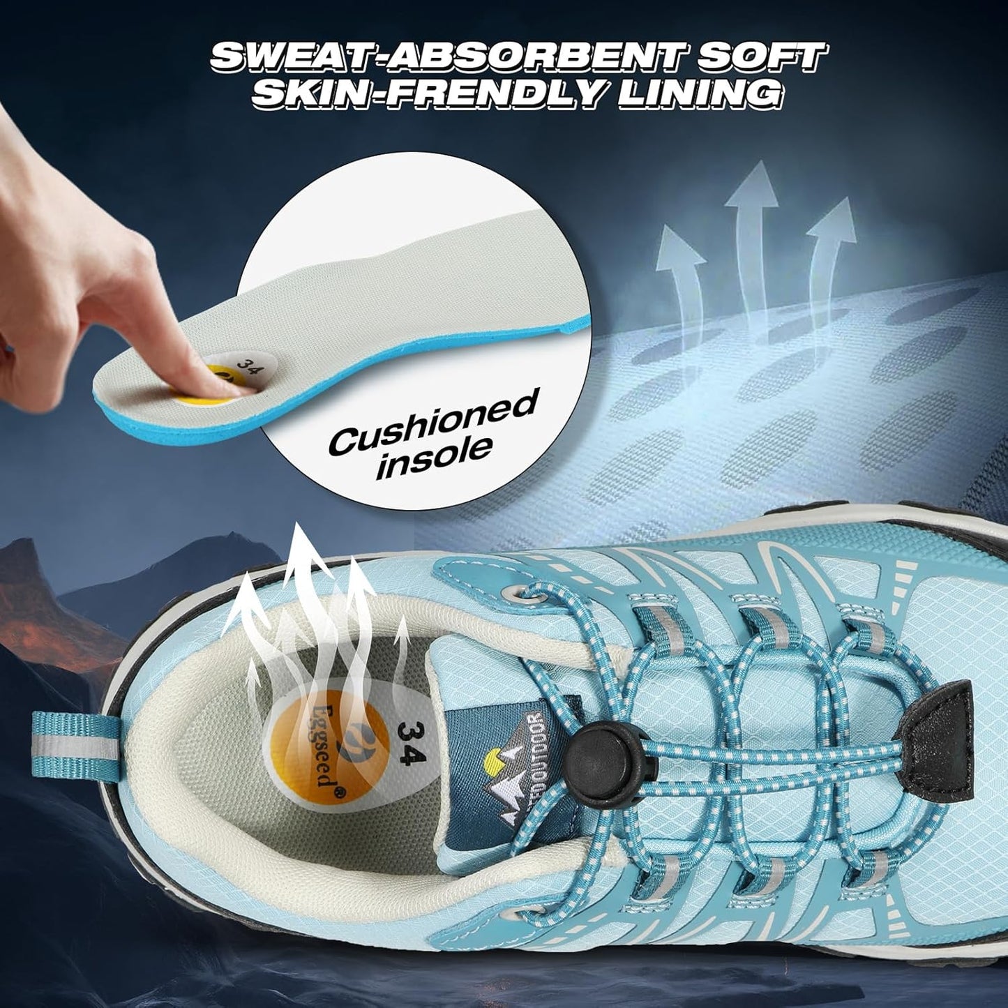 UOVO Boys Girls Hiking Shoes Kids Waterproof Running Trail Fashion Sneakers Breathable Lightweight Non-Slip Outdoor Walking Sports Shoe(Little/Big Kids)