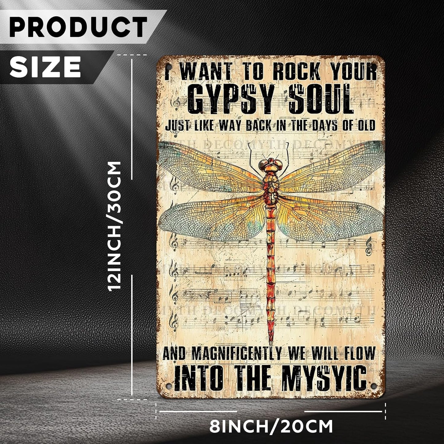 Dragonfly Decor I Want to Rock Your Soul Into The Mystic Vintage Metal Tin Sign for Home Cafe Bedroom Library Bookshelf Wall Decor 12 * 8inch