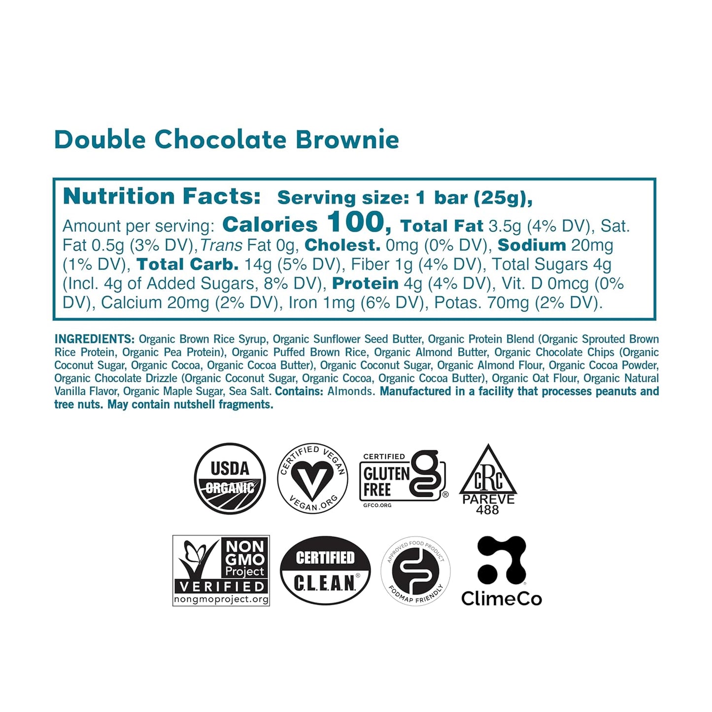 GoMacro Kids MacroBar Organic Vegan Snack Bars - Double Chocolate Brownie (0.90 Ounce Bars, 7 Count)
