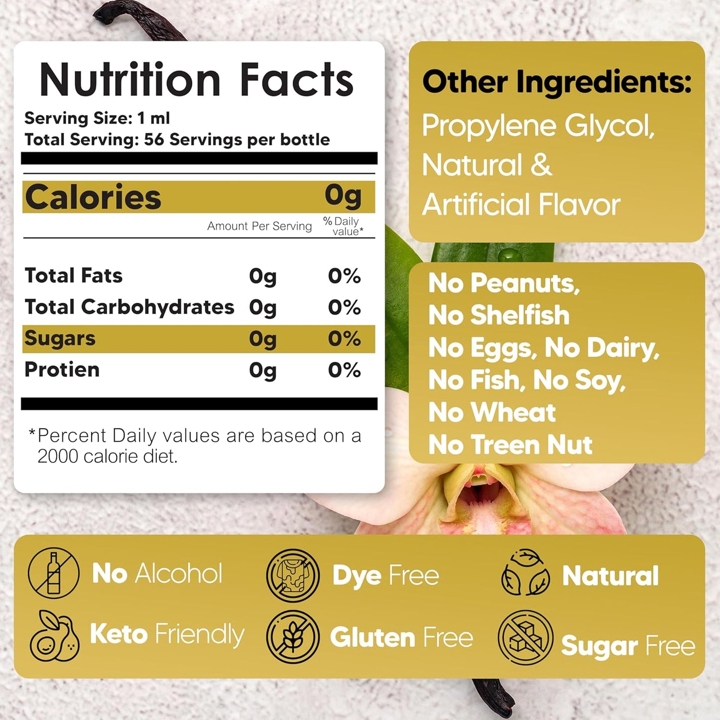 Dolce Flav Vanilla Extract – 2 Ounce Water-Soluble Kosher, Sugar-Free, Concentrated Vanilla Flavoring for Baking, Cookies & Desserts, Includes Measured Dropper