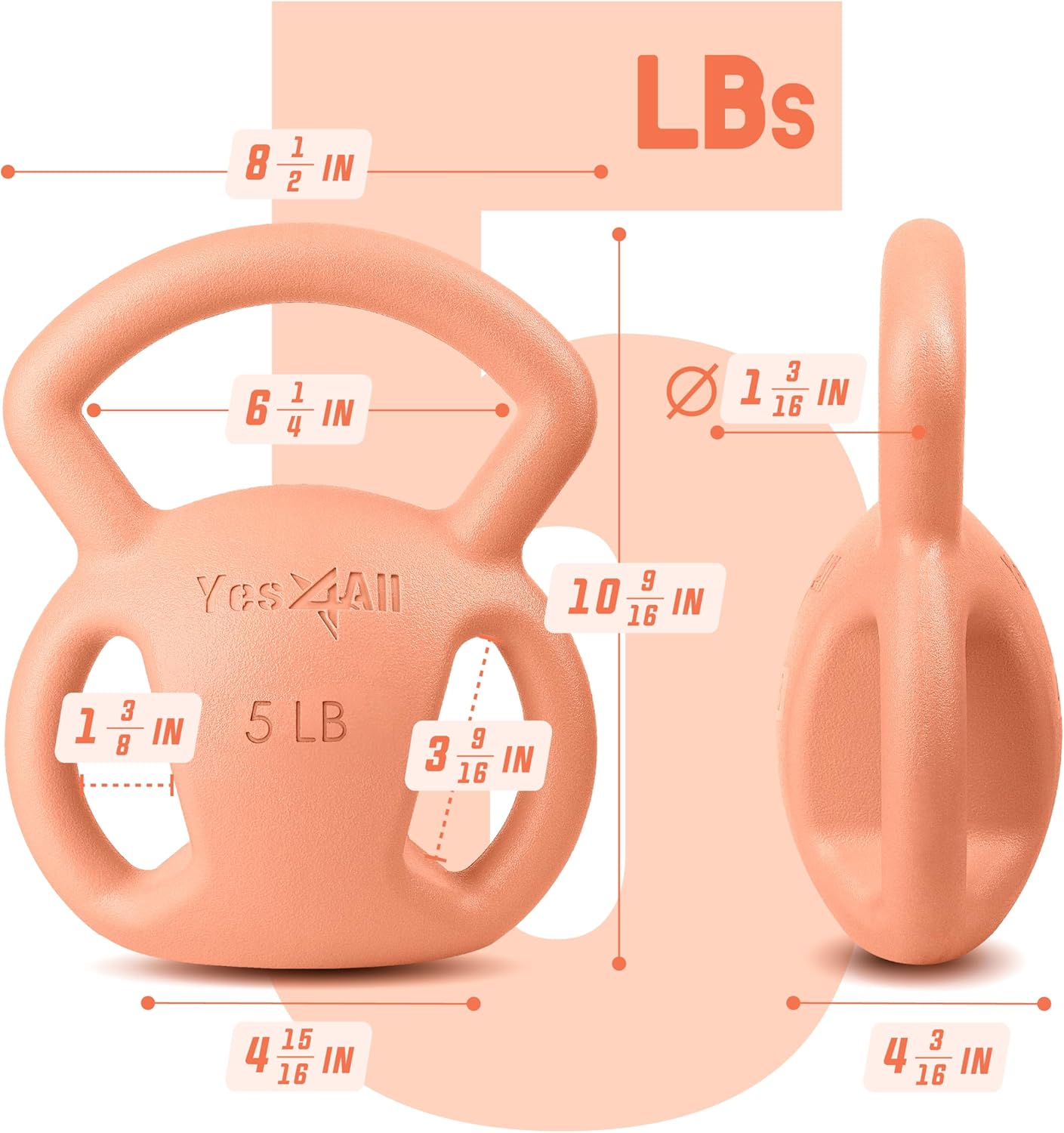 Yes4All Kettlebell 10&15lb Weight with Wide Multigrip Handle for Dumbbell Weights Exercises, Full Body Workout Equipment