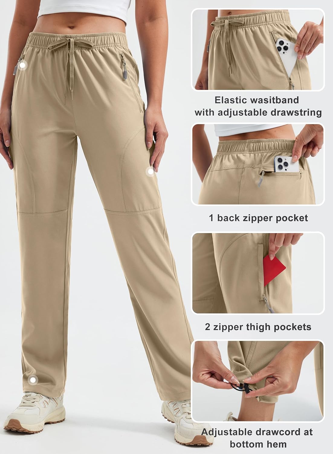 Libin Women's Hiking Pants Lightweight Quick Dry Cargo Pants Casual Safari Work Travel Clothes Petite/Regular/Tall