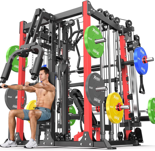 Power Cage,1600lbs Multi-Function Power Rack with Adjustable Cable Crossover System and More Training Attachment, Weight Cage for Home Gym