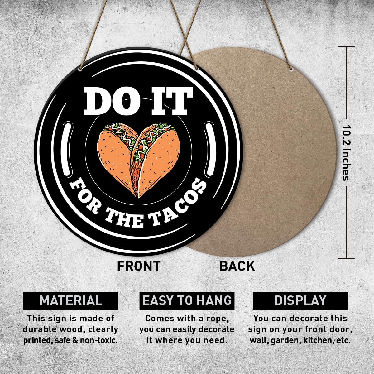 Gym Sign Decor, Home Gym Sign, Workout Room Fitness Room Decor Gym Sign Decoration, Gym Gift for Trainer Exercise Lover, Do It for The Tacos