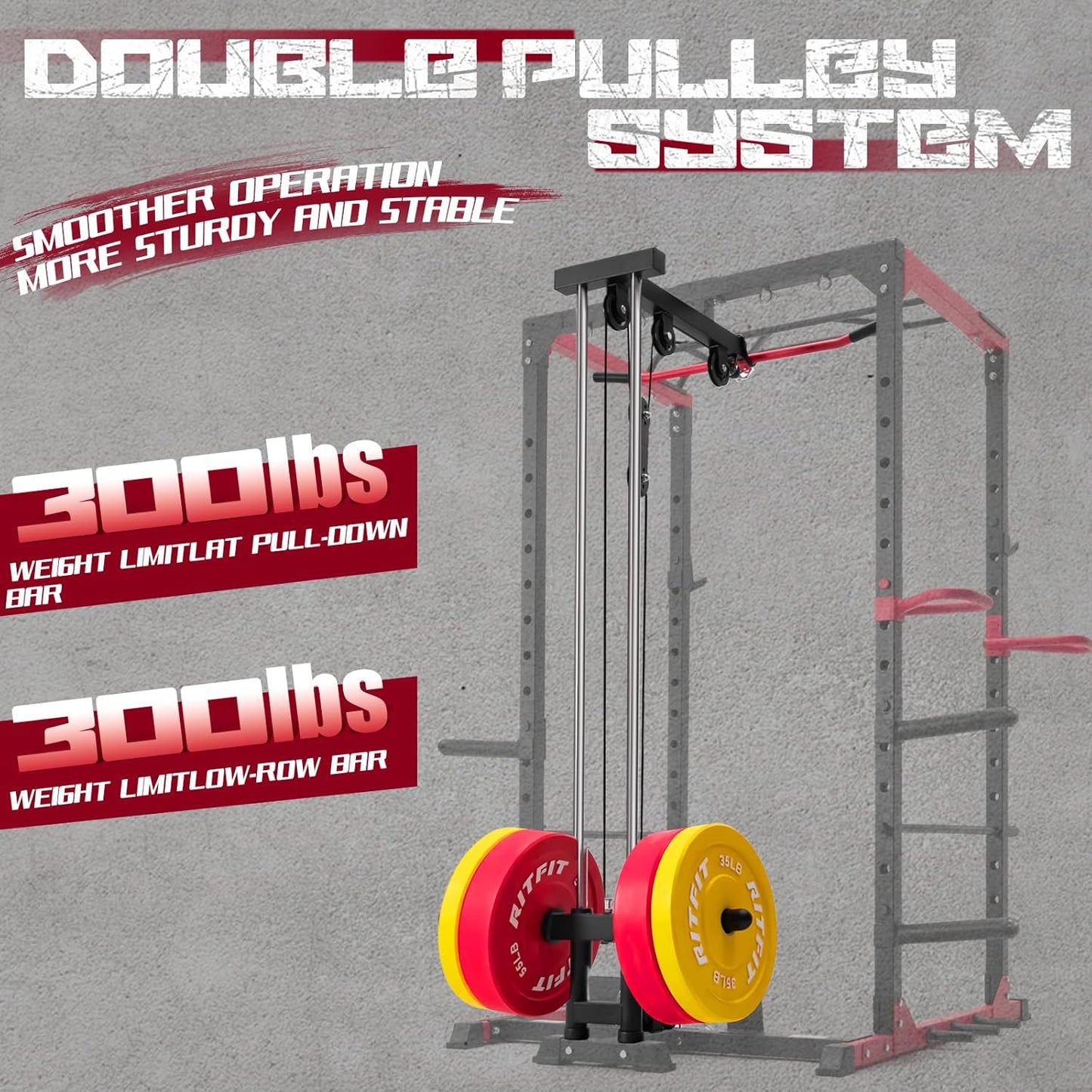 RitFit All-in-One Squat Rack for Home Gym, PPC02C Multi-Function 1000 LBS Capacity Power Cage with LAT Pulldown, Pulley System, Dip Bar, Landmine & More Power Rack Attachments, Package