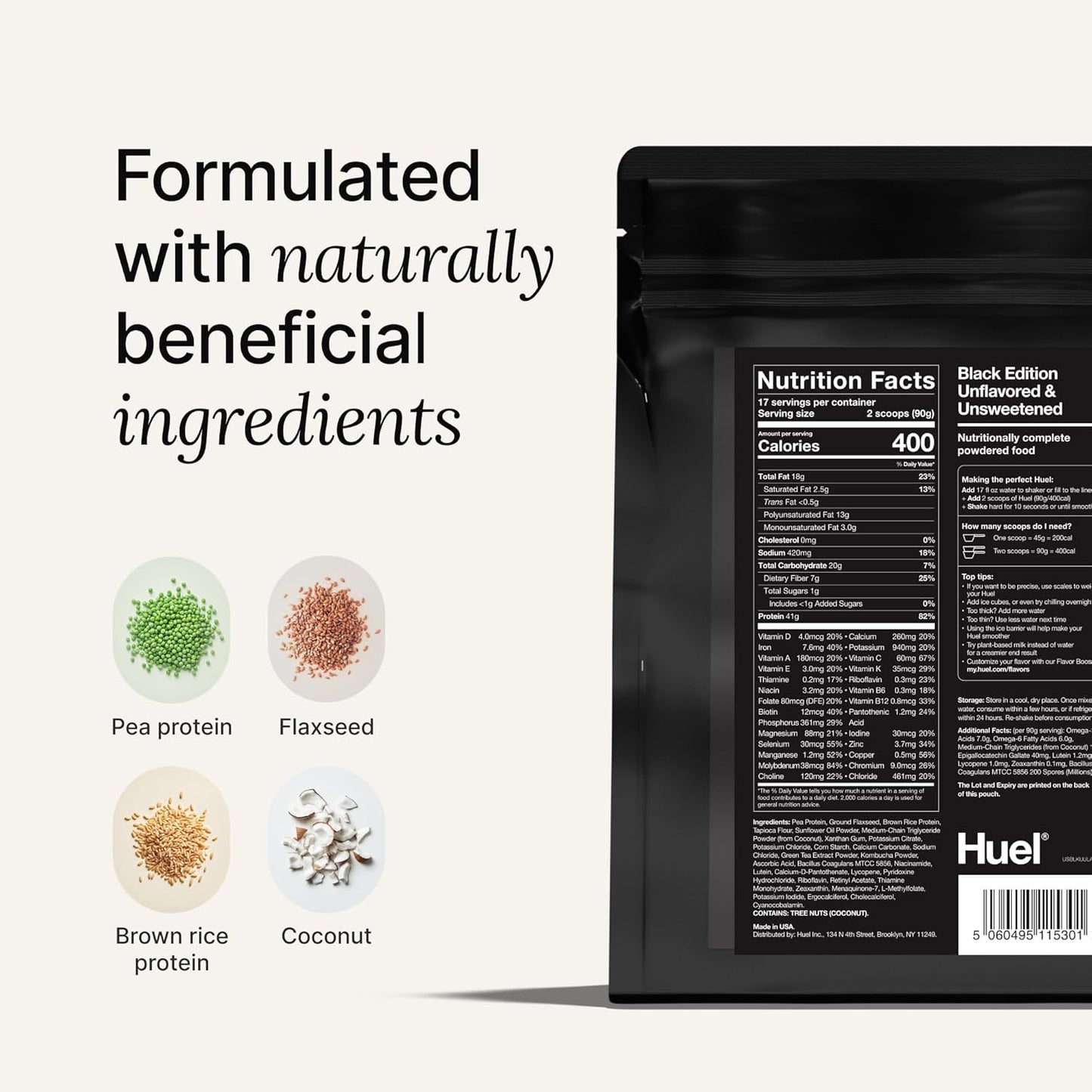 Huel Black Edition | Banana 40g Vegan Protein Powder | Nutritionally Complete Meal | 27 Vitamins and Minerals, Gluten Free | 17 Servings | Scoop not included to reduce plastic