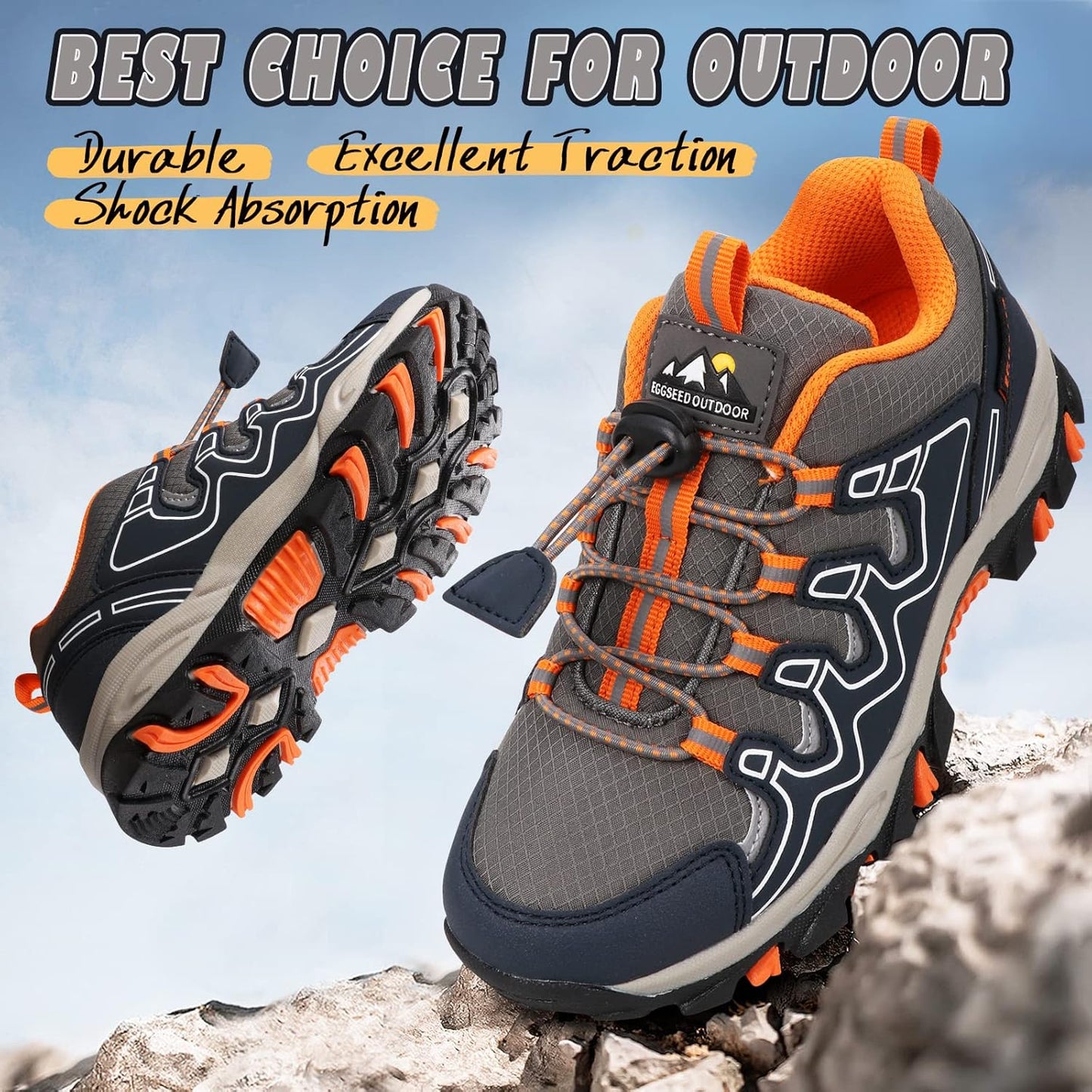 UOVO Boys Girls Kids Sneakers Hiking Running Outdoor Walking Tennis Shoes Waterproof Non Slip Fashion Sneakers(Little/Big Kids