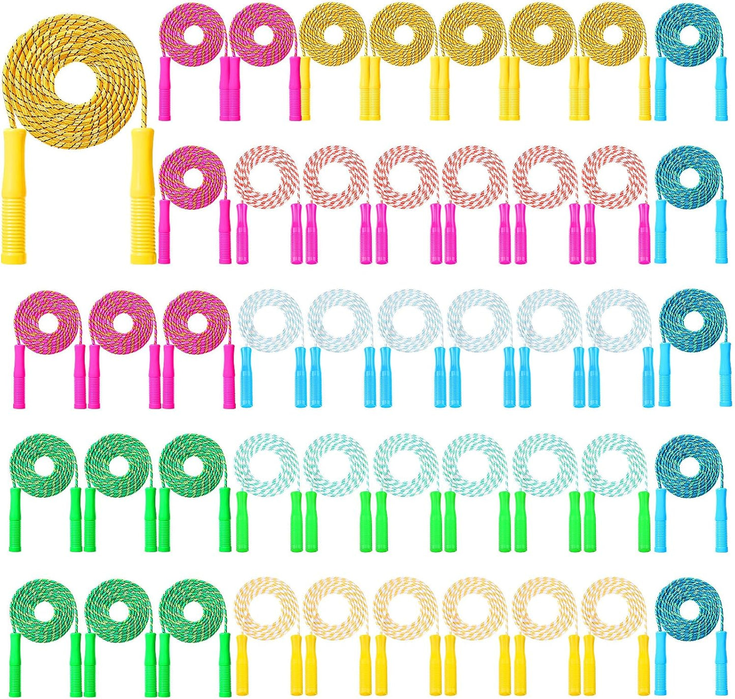 Aoriher 7. 87 ft Back to School Cotton Colorful Jump Rope for Kid Toddler Bulk Adjustable Length Stripe Skipping Rope with Plastic Handle for Outdoor Exercise Fitness Equipment Workout